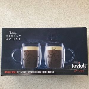 Joyjolt Disney Mickey Mouse 2 double wall espresso glasses never used